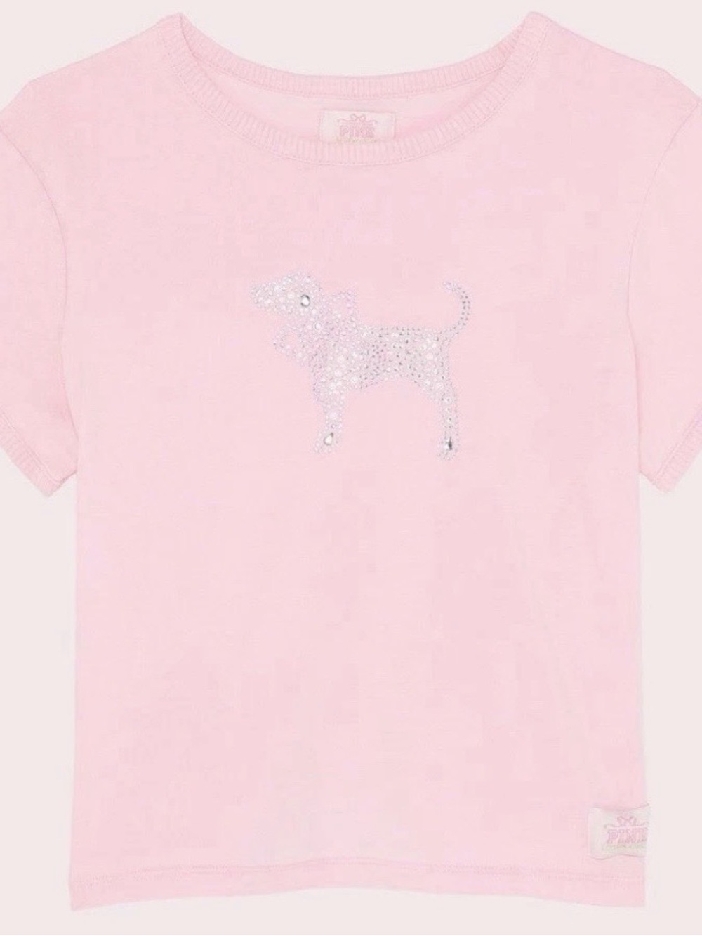 PINK Victoria's Secret Love Shack Fancy Pink Short-Sleeve Tee with Sequin Dog